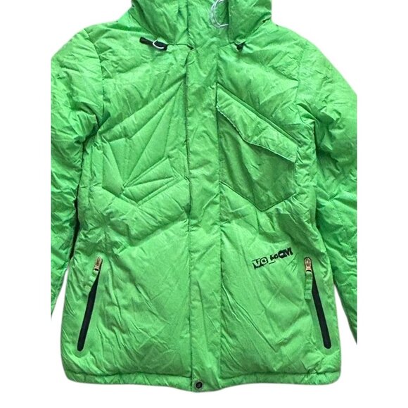 Volcom Thermonite Verified Down Jacket Small Green Insulated Snowboard Ski Coat - Picture 3 of 14